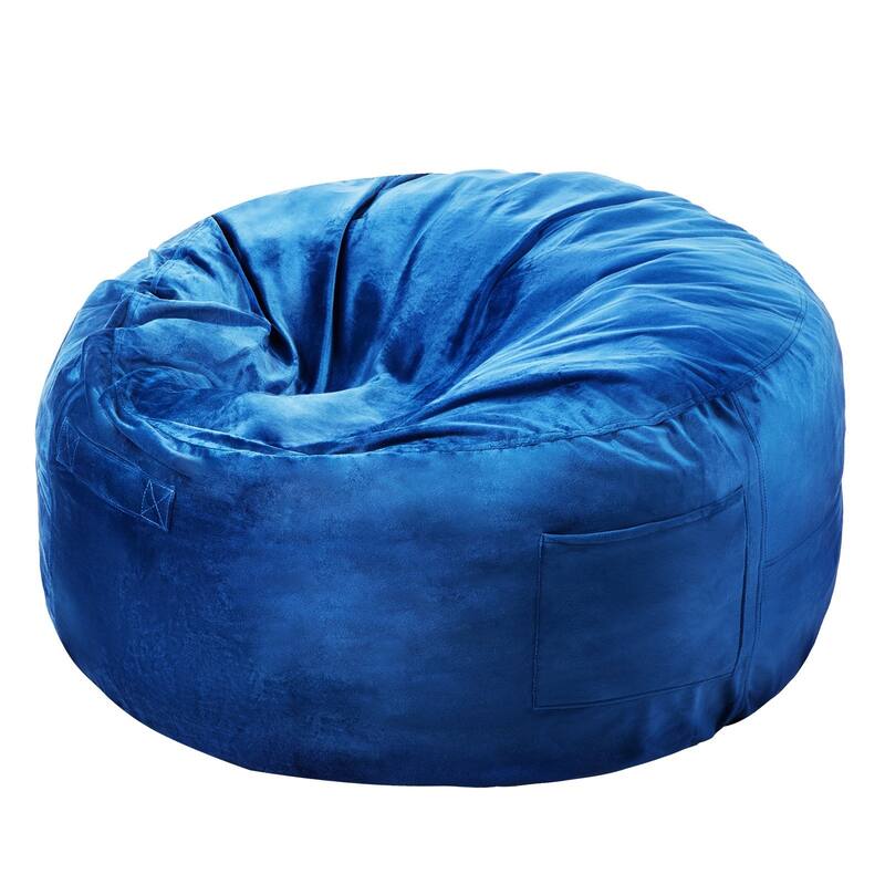 3 Ft Round Bean Bag Chair with Removable Velvet Cover and Memory Foam - 35.04 x 35.04 x 22.05 inches