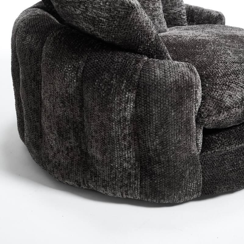 55" Modern Long Polyester Foam Round Bean Bag Sofa Chair with Pillows