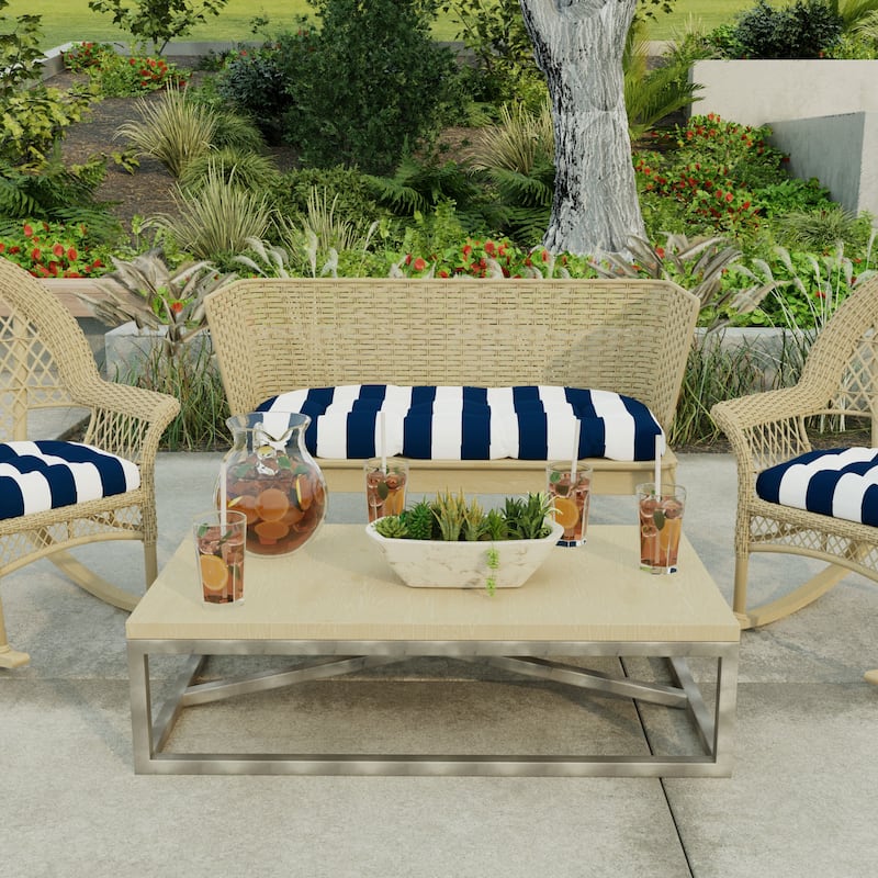 44" x 18" Outdoor Wicker Bench Cushion - 18'' L x 44'' W x 4'' H - Cabana Navy
