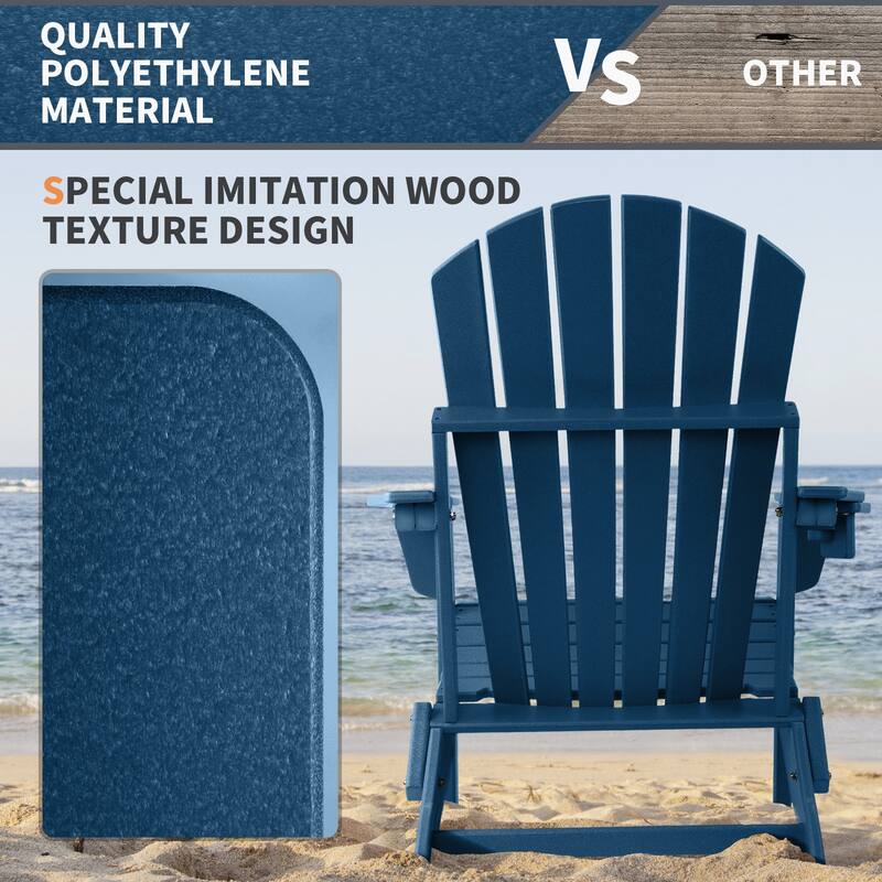 Vrakae Folding Adirondack Chair with Cup Holder