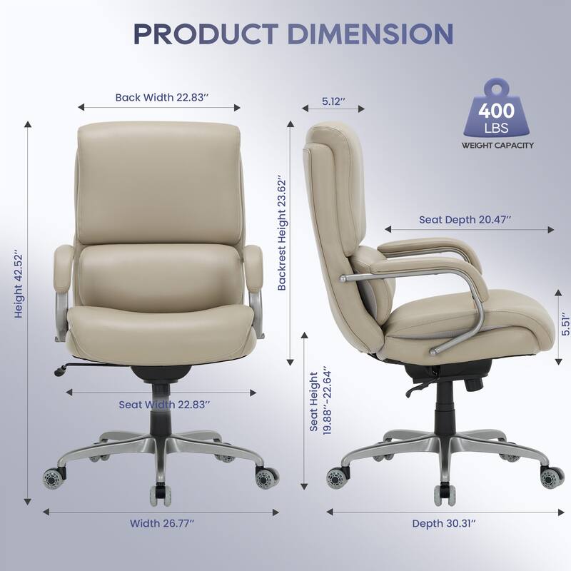 Ergonomic Executive Chair - 400lb Heavy Duty with 3D Flip-Up Arms & Extended Waterfall Seat, Breathable for Professional Suites