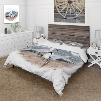 Designart 'Vintage Birds In The Wild IX' Traditional Duvet Cover Set