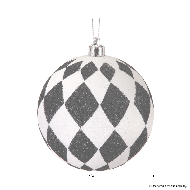 4" Glittered Harlequin Ball Ornament Set of 3