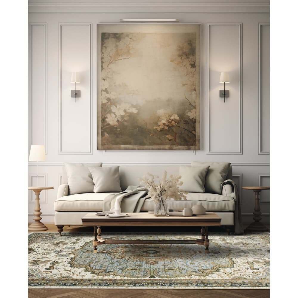 Style Haven Adalynn Center Medallion Ivory/ Blue Area Rug