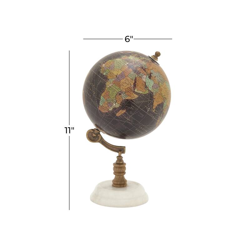 Marble Globe with Marble Base - Teal, White, Black - Roche River Decor