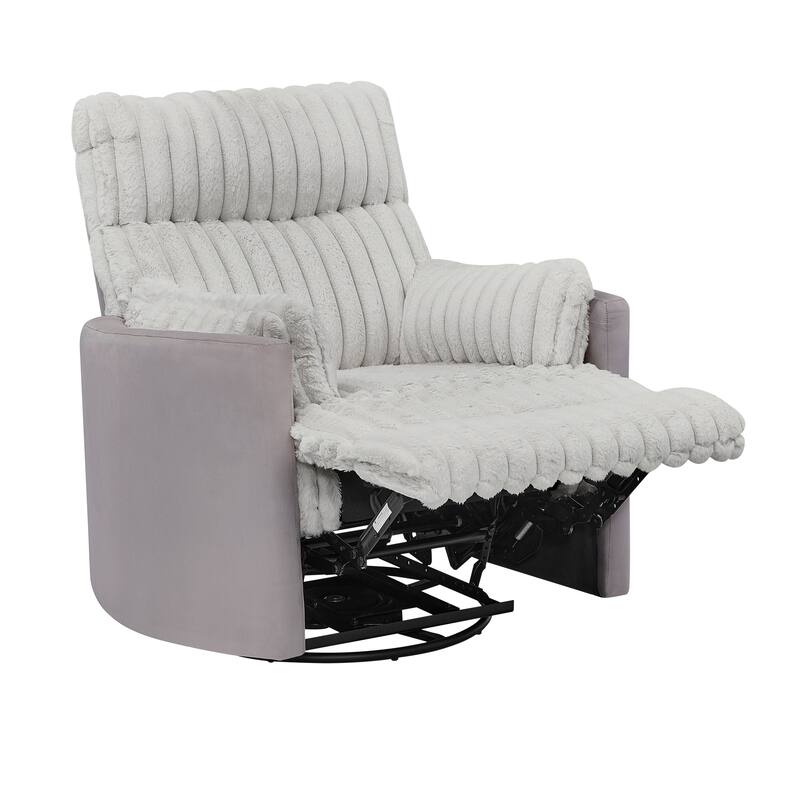 Swivel Recliner Chair with 360° Rotation, Manual Recline & Plush Arms