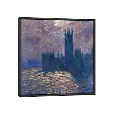 iCanvas "Parliament, Reflections on the Thames, 1905 " by Claude Monet Framed Canvas Print