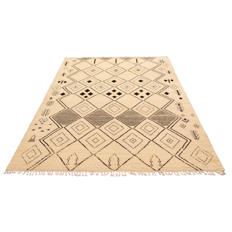 ECARPETGALLERY Hand-knotted Pak Finest Marrakesh Cream Wool Rug - 8'11 x 12'5