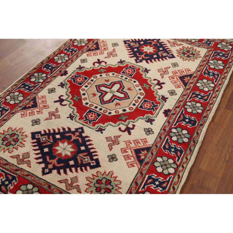 Kazak Oriental Foyer Rug Hand-Knotted Wool Carpet - 2'10" x 4'5"