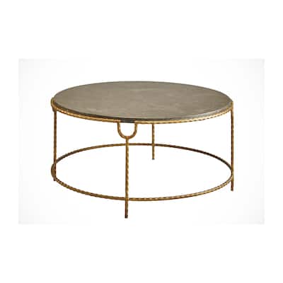 French Quarter 39-inch Crimped Iron & Stone Coffee Table