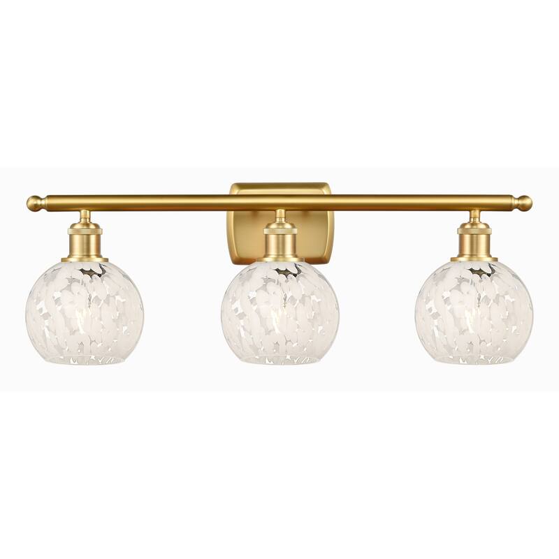 Innovations Lighting 516-3W-9-26-White Mouchette-Bathroom Vanity Light - Satin Gold / White Mouchette