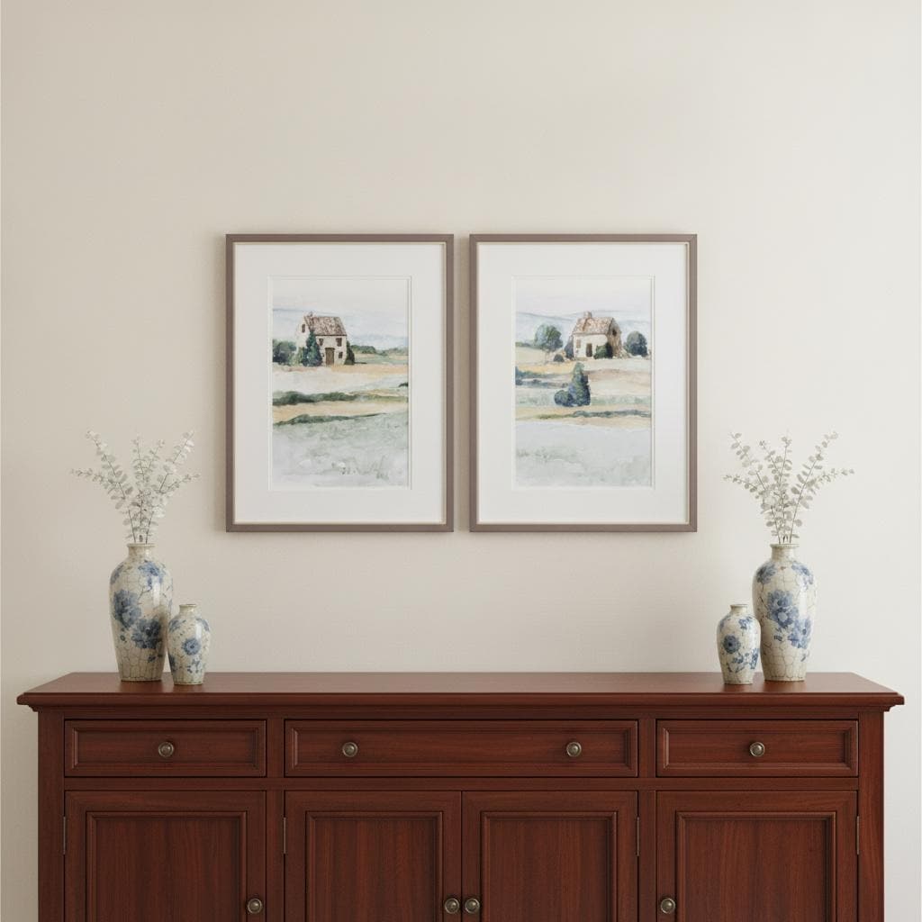 HomeRoots Set Of Two On the Countryside Brown Framed Print Wall Art