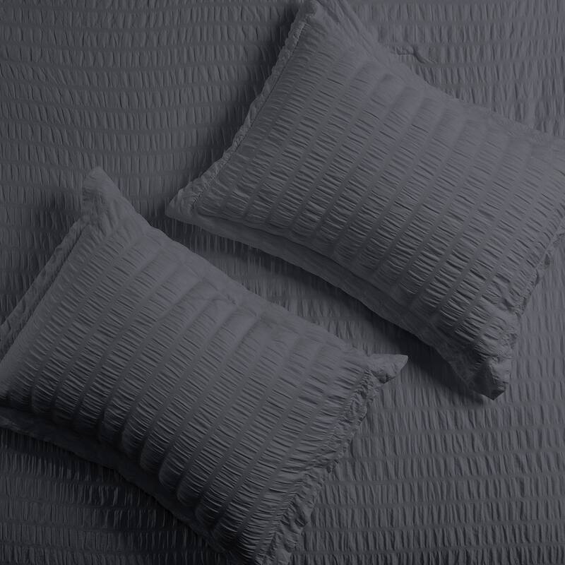 7-piece Seersucker Bedding Set, Comfortable and Durable Bed in a Bag