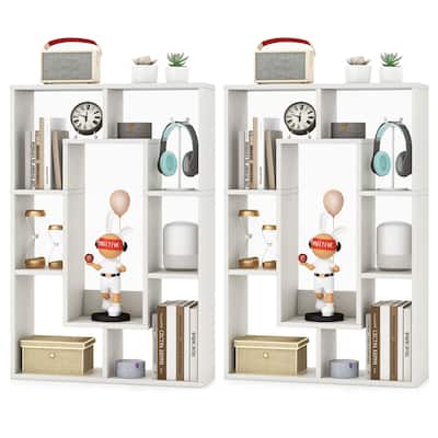 Costway 2 PCS 7-Cube Geometric Bookshelf with Anti-Toppling Device - See Details
