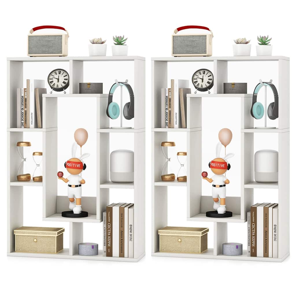 Costway 2 PCS 7-Cube Geometric Bookshelf with Anti-Toppling Device - See Details