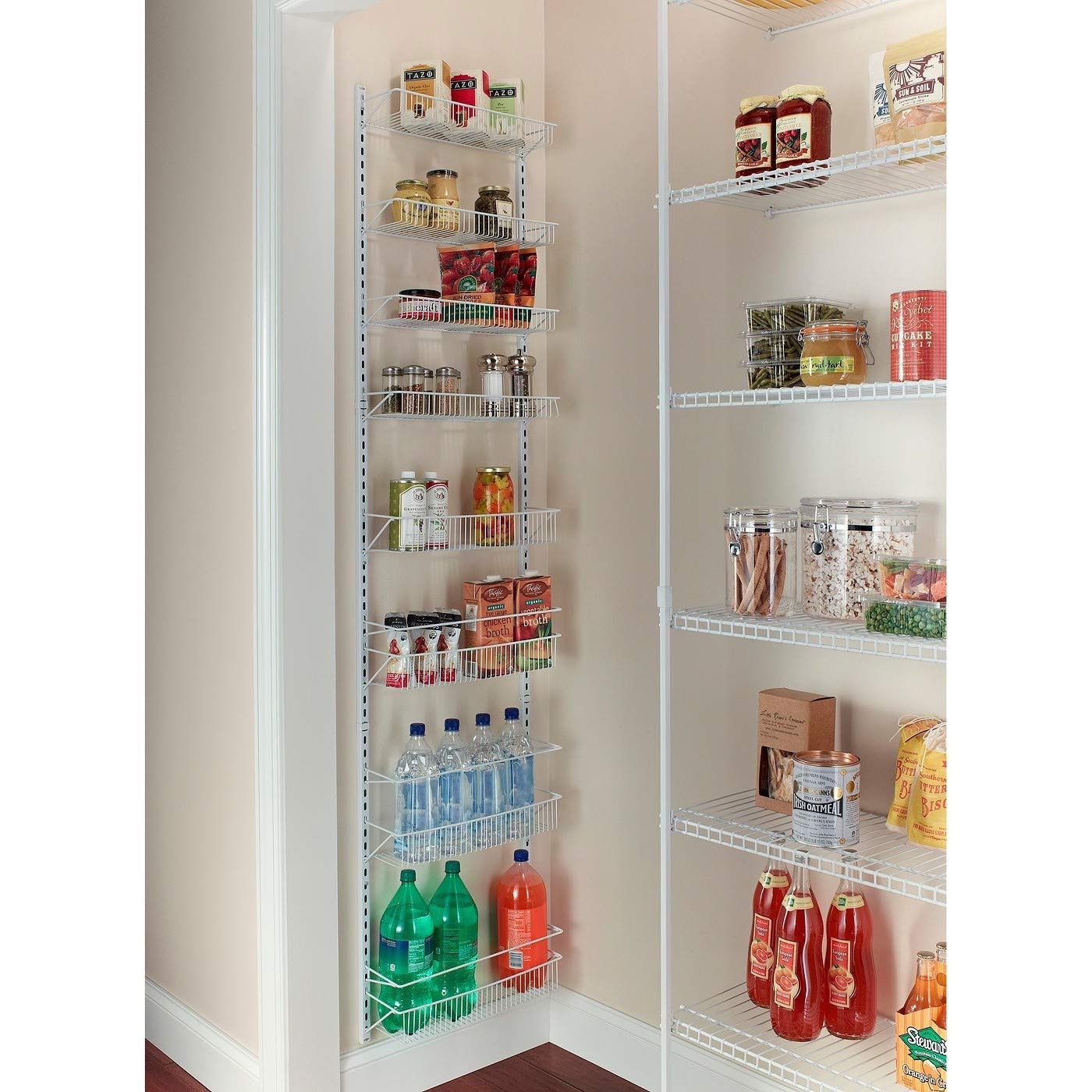 Jumbl Adjustable Wall Mounted 18 Inch Wide Hanging Spice Storage Rack White