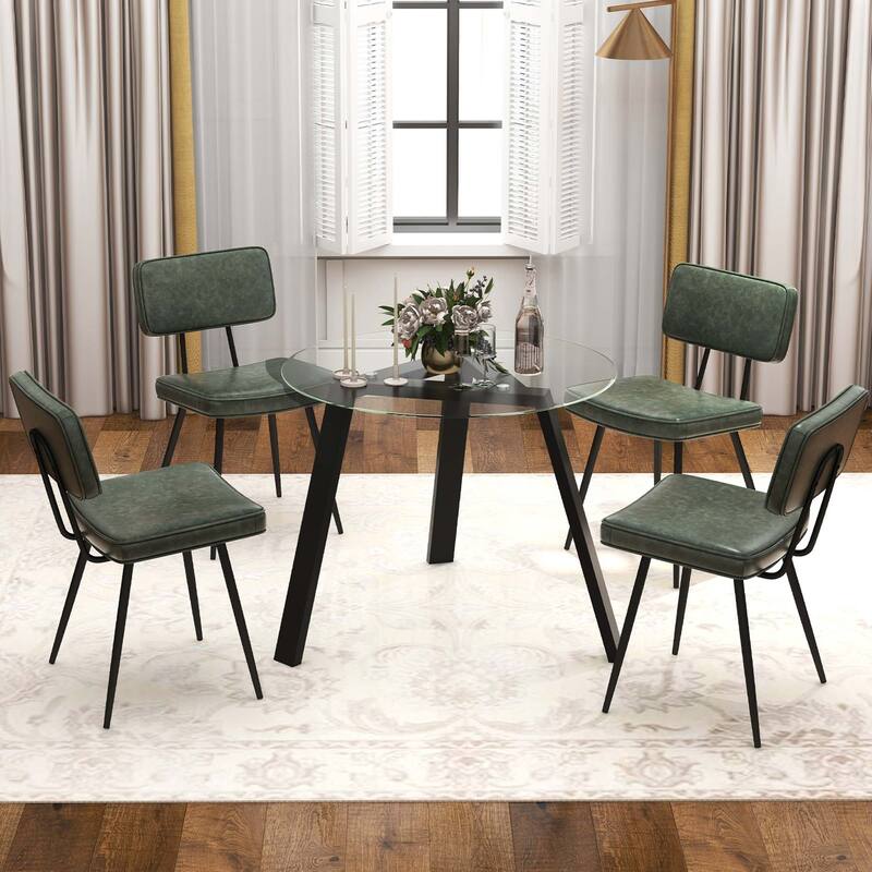 Gymax Dining Chairs Set of 4 w/ PU Leather Cover Filled Sponge