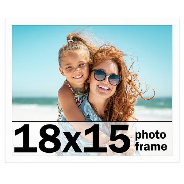 18x15 Frame White Solid Wood Picture Frame Includes UV Acrylic Shatter ...