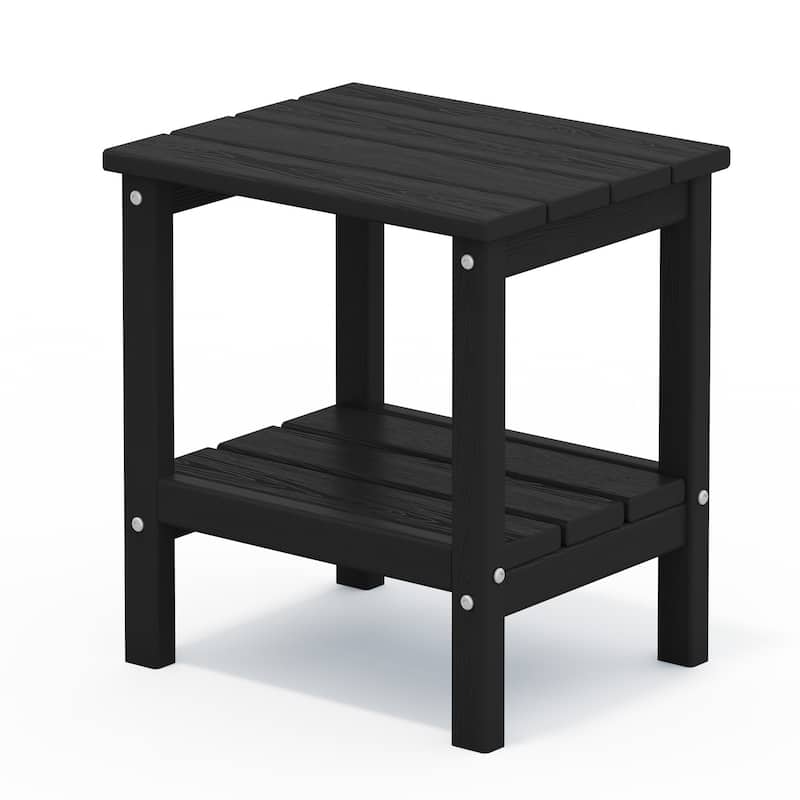 Outdoor HDPE Classic Double-Layer Adirondack Side Table - Black