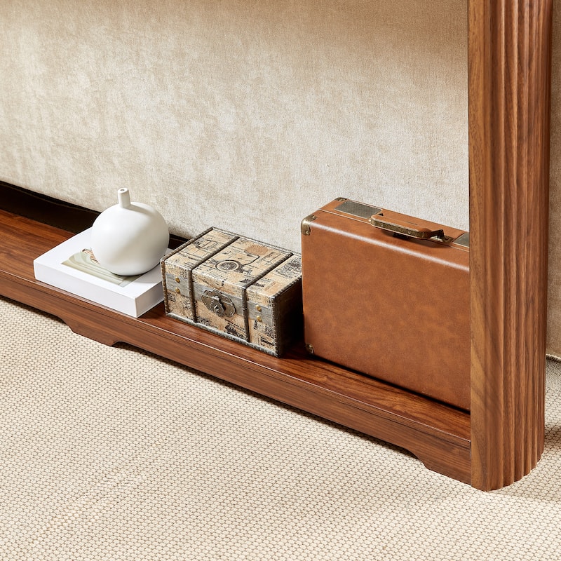 70.1 inch Corrugated Texture Storage Table Narrow Wooden Console Sofa Table Black Entrance Corridor