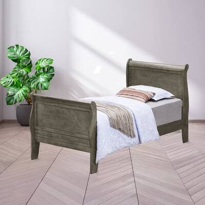 Wooden Sleigh Twin Platform Bed - 87" - Gray