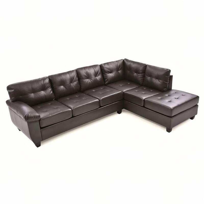 Sectional Sofa, Cappuccino, PU, 111x78x32 inches, 205 lbs, Removable Backs, Adjustable Chaise