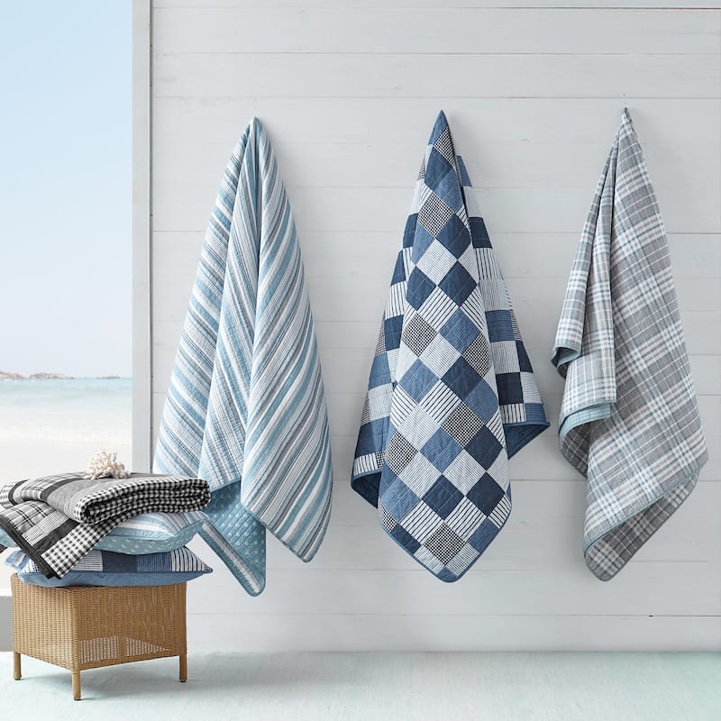 Nautica Ardmoore Cotton Reversible Grey Quilt Set