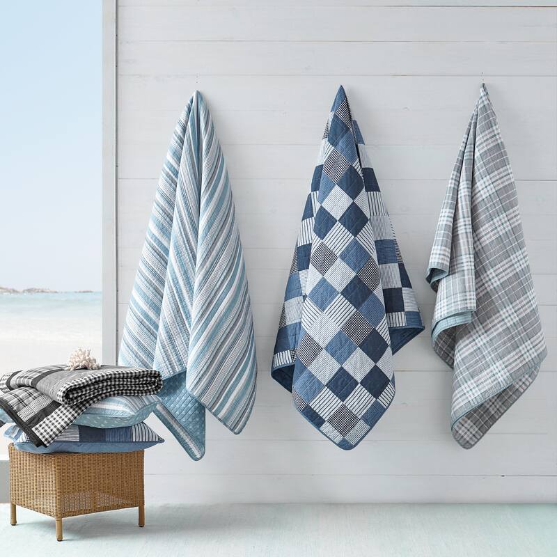 Nautica Ridgeport Cotton Reversible Blue Quilt Set On Sale Bed Bath