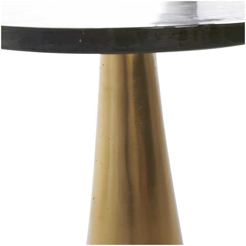 Aluminum Metal Geometric Cone Accent Table with Textured Glass Tabletop - Black or Gold - Roche River Decor