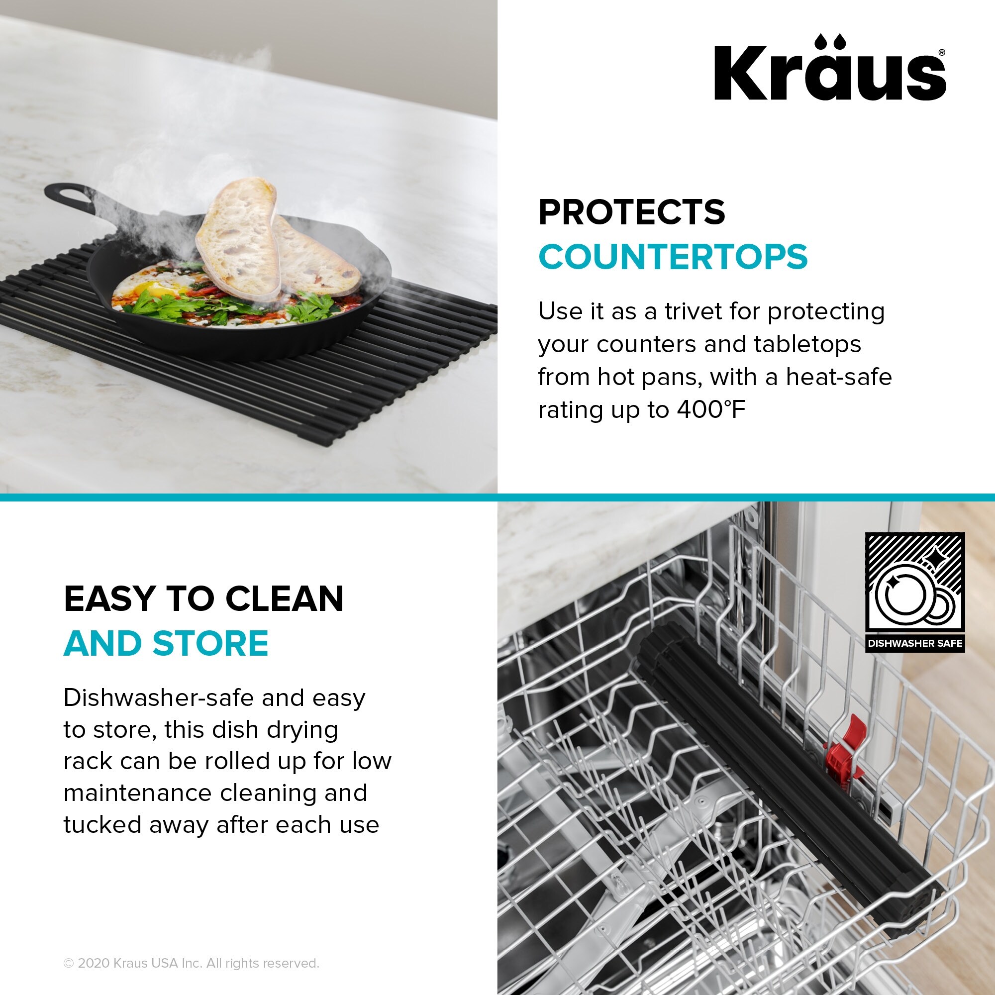Kraus KRM-10 GREY Silicone-Coated Stainless Steel Over The Sink Multipurpose ... 