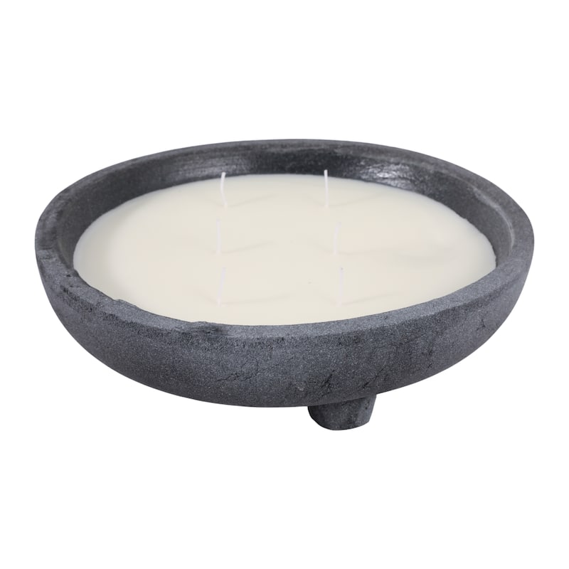 Round Distressed Ceramic Lemon Scented Candle - 12" - 11.75"