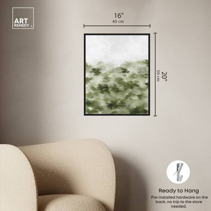Art Remedy Foggy Rainforest Framed Watercolor Boho Abstracts