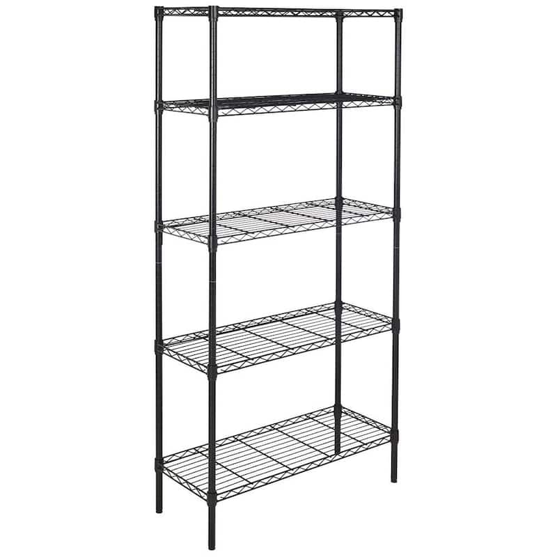 5 Tier Shelving Units Storage Rack Iron Shelving Organization,Black - Black