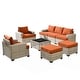 preview thumbnail 64 of 62, XIZZI 8-Piece Patio Wicker Furniture Conversation Set with Coffee Table