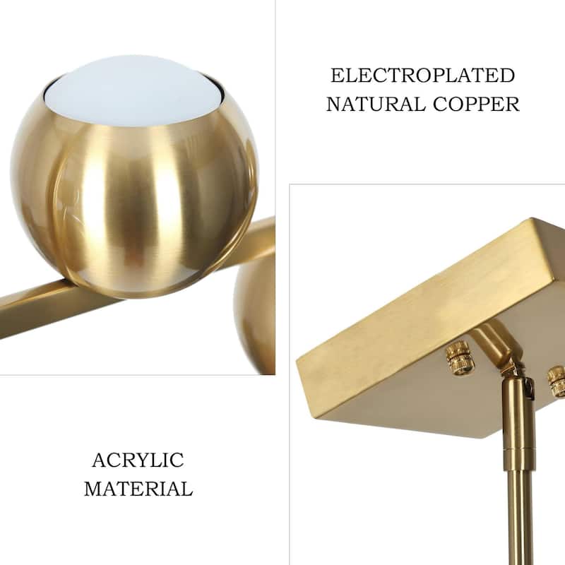 Modern 6-Light Gold LED Chandelier Metal Linear Island Lights for Dining Room