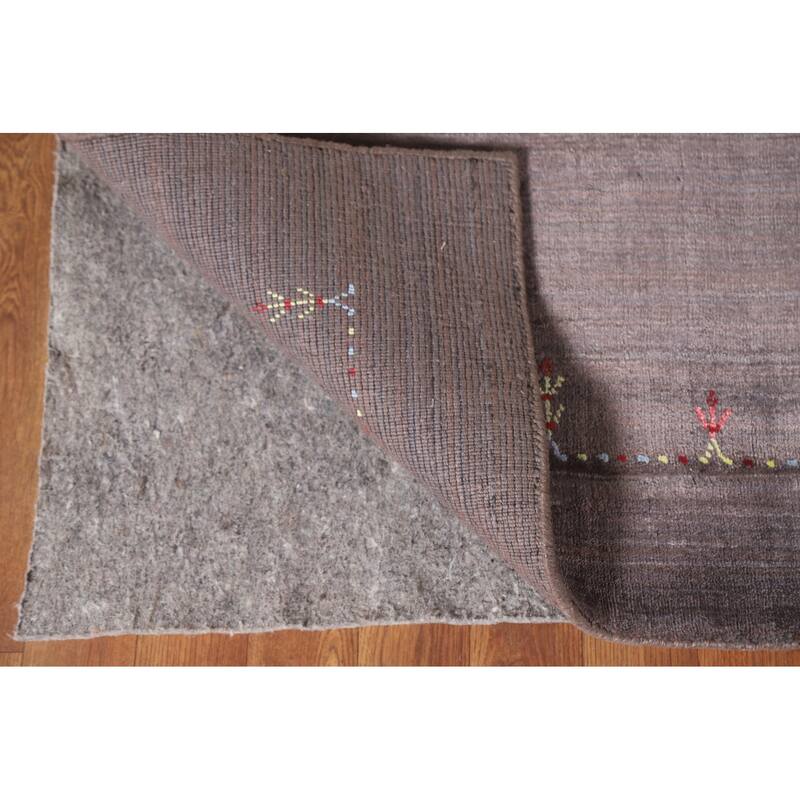 Brown Gabbeh Oriental Area Rug Handmade Wool Carpet - 8'1"x 9'10"