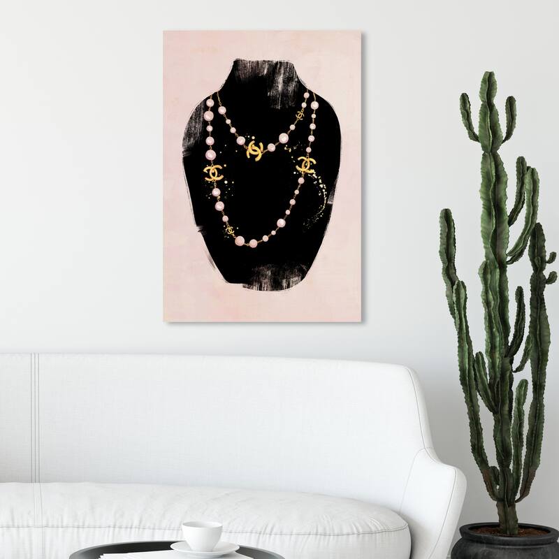 Wynwood Studio 'Necklace Display' Fashion and Glam Wall Art Canvas Print Jewelry - Black, Gold - 20 x 30