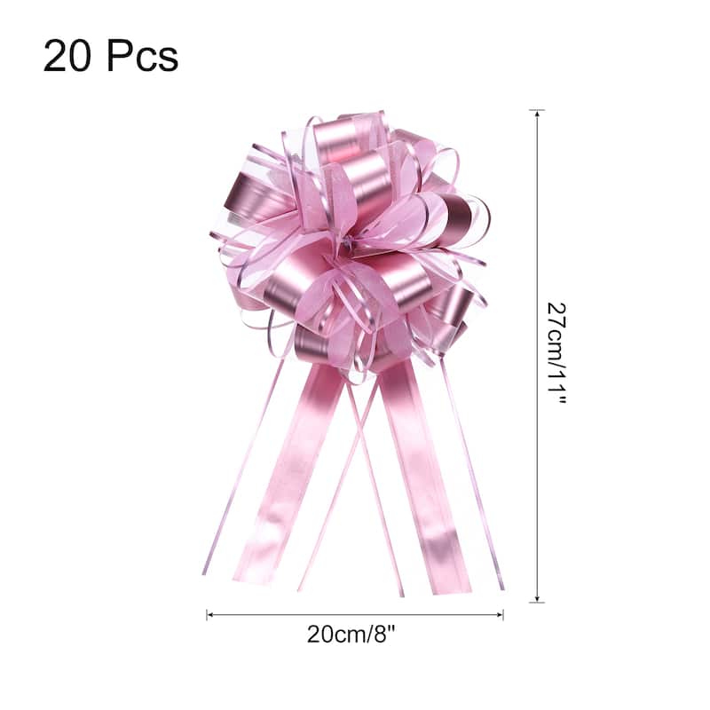 20pcs 11" Large Pull Bow Metallic Gift Wrapping Bows Ribbon - Pink