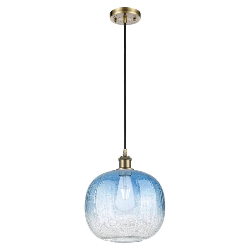 Innovations Lighting Endless Possibilities Ballston - Brookhaven Sphere - 1 Light 11" Cord Hung Mini Pendant - Antique Brass/Sapphire Blue