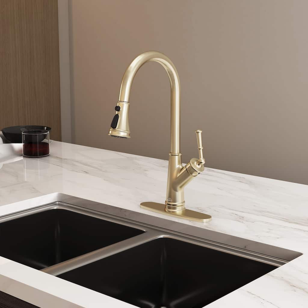 Single-Handle Pull-Out Sprayer Kitchen Faucet Deckplate