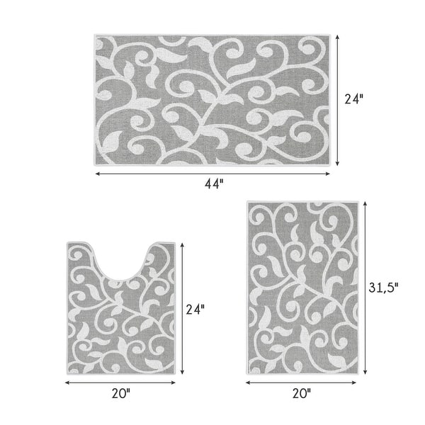 Bathroom Rugs 3 Piece Set NonSlip Ultra Thin Bath Rugs for Bathroom
