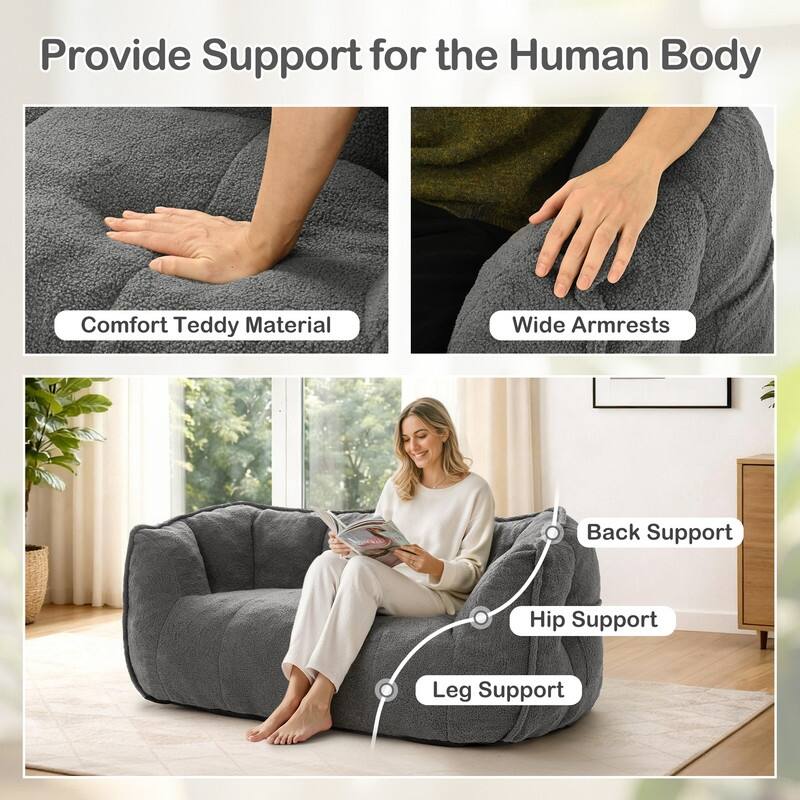 Teddy Fleece 2-Person Bean Bag Sofa