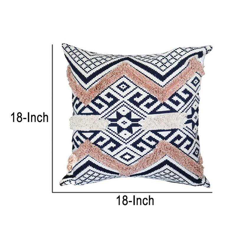 18 x 18 Handcrafted Square Jacquard Cotton Accent Throw Pillow ...