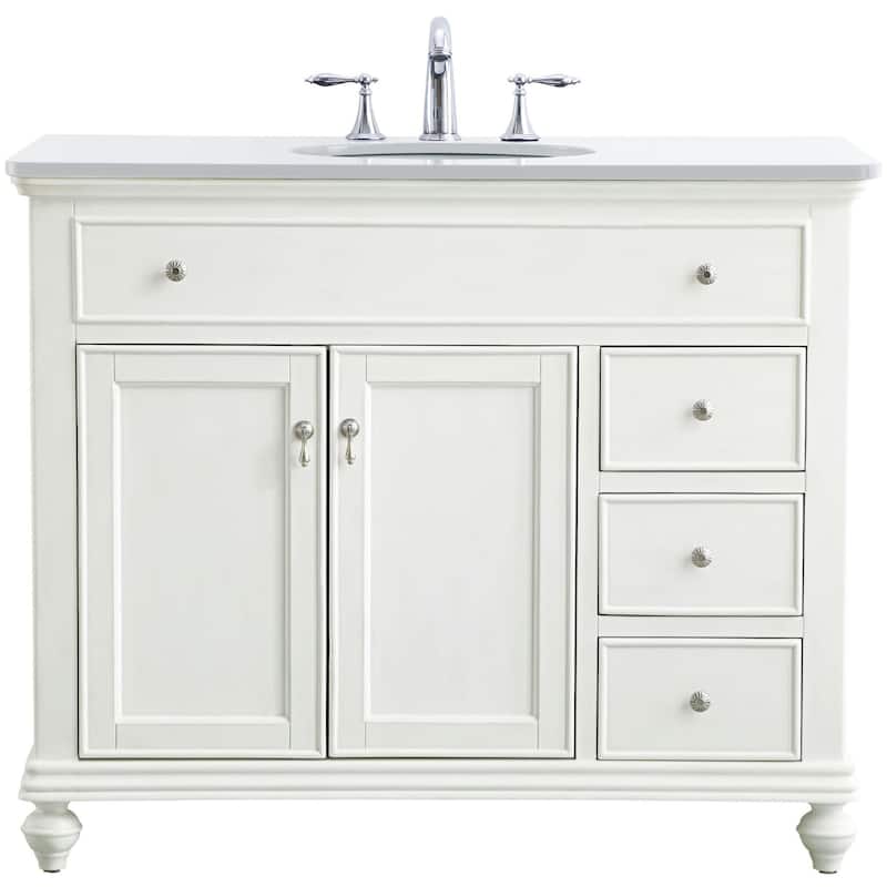 Elegant Lighting VF12342-VW Otto 42" Free Standing Single Basin Vanity - Antique White