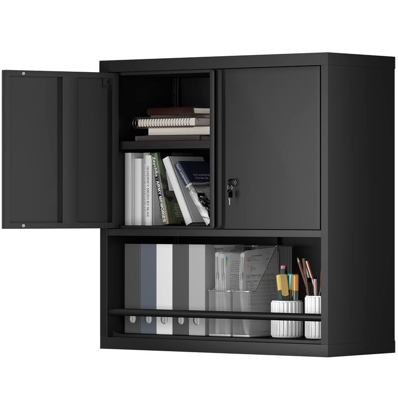 2 Doors Metal Storage Cabinet Kitchen Pantry Cabinet With Adjustable Shelves Tall Steel Cabinet Locker