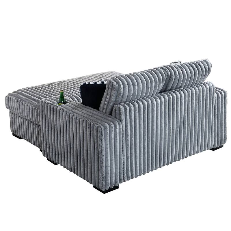 Loveseat Recliner Sofa, with Ottoman and Cushions, 4 Pillows Tufted Couch wCup Holder & Wireless Charger Lounge Couch