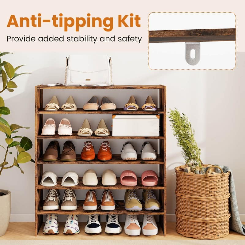 Costway 3 PCS Stackable Shoe Rack 31-Inch Horizontal Organizer 2-tier - See Details