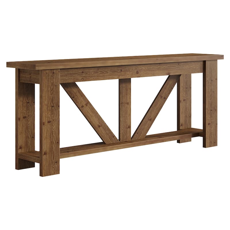 70.9-Inch Solid Wood Console Table, 2-Tier Sofa Table Behind Couch