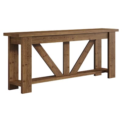 70.9-Inch Solid Wood Console Table, 2-Tier Sofa Table Behind Couch
