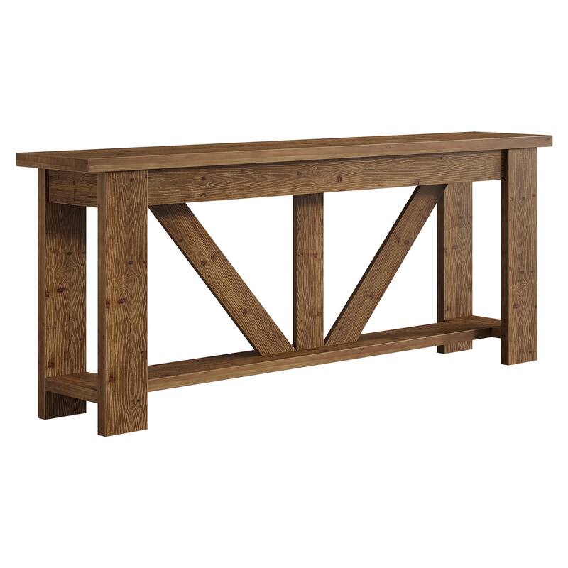 70.9-Inch Solid Wood Sofa Console Table, Extra Long Storage Shelves Entryway Table for Living Room, Hallway, Foyer